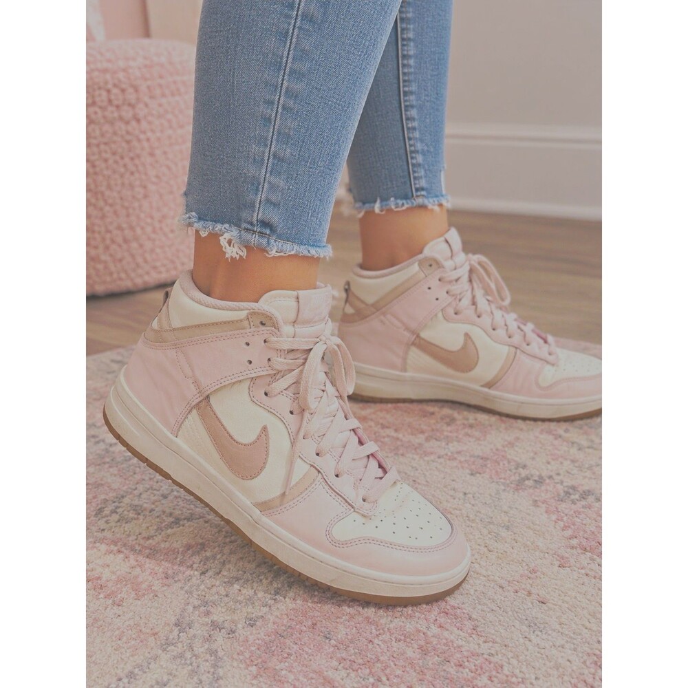 Nike High Top Lace-Up Colorblock Athletic Sneakers Pink/White Women 9.5